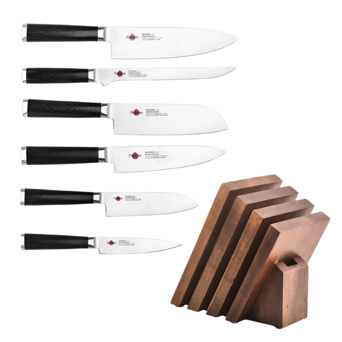 Damascus Knife MUSASHI Series 6 Piece Set With Bonus Knife Holder