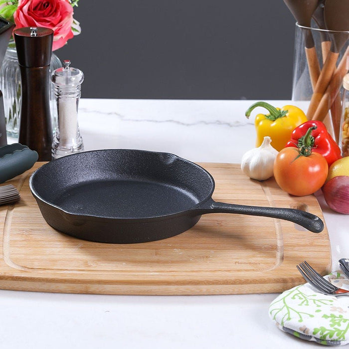 Cast Iron Non-Stick Frying Pan 25 x 4.6cm with Handle and Bonus Silicone Mats