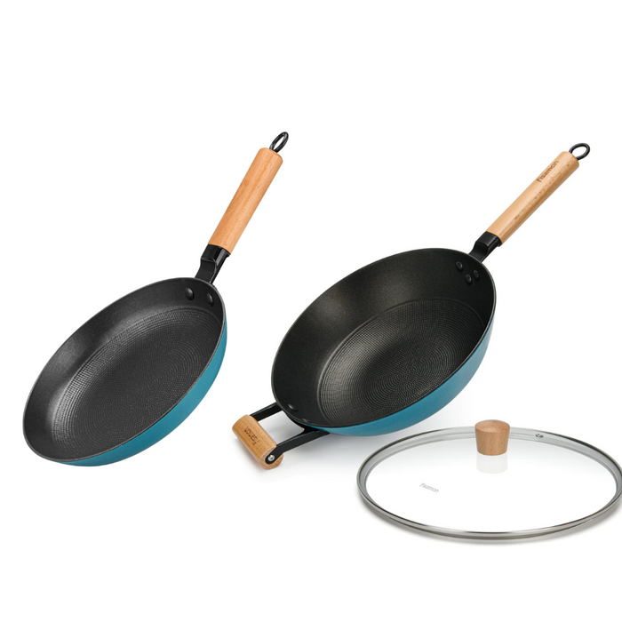 Enamelled Lightweight Cast Iron Cooking Set