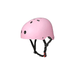 A pink safety skate helmet for kids with ventilation holes and an adjustable chin strap