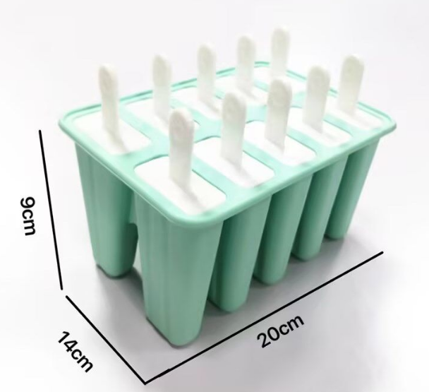 10-cavity silicone ice cream mold for easy homemade frozen treats with a non-stick surface.