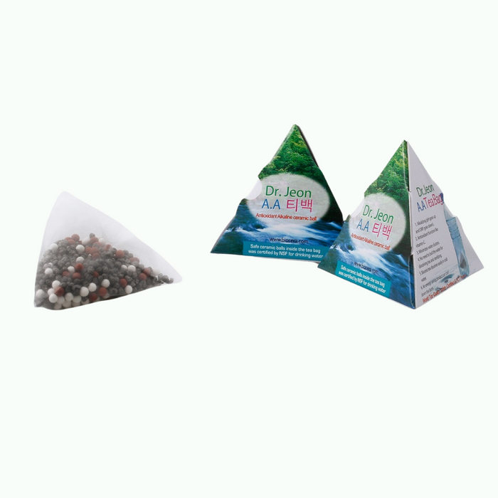 Biocera Magnesium Mineral pH Alkaline Hydrogen 10g teabags showing packaging and reusable design.