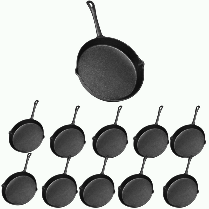 Cast Iron Non-Stick Frying Pan 25 x 4.6cm with Handle - Pack of 10