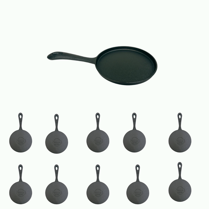 Non-Stick Cast Iron Crepe Pan 20cm Long Handle - Pack of 10