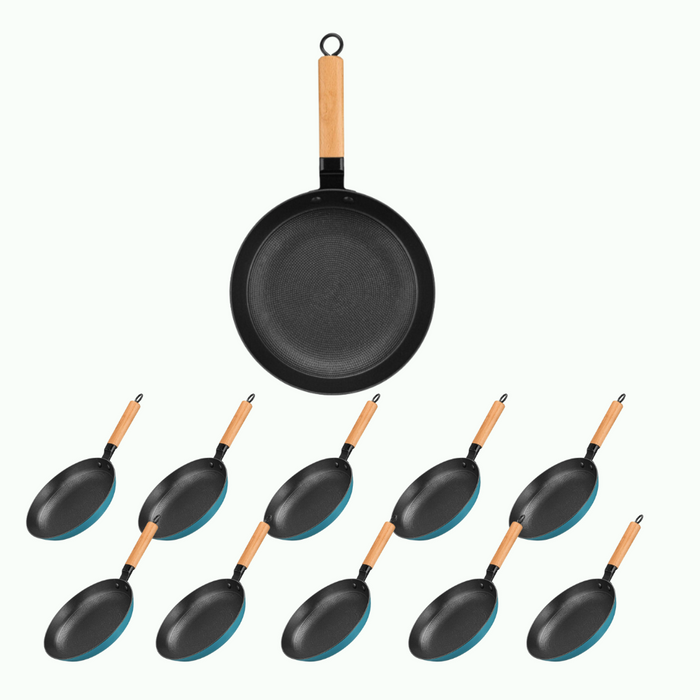 Frying Pan 24cm x 4.5cm with Wooden Handle - Pack of 10