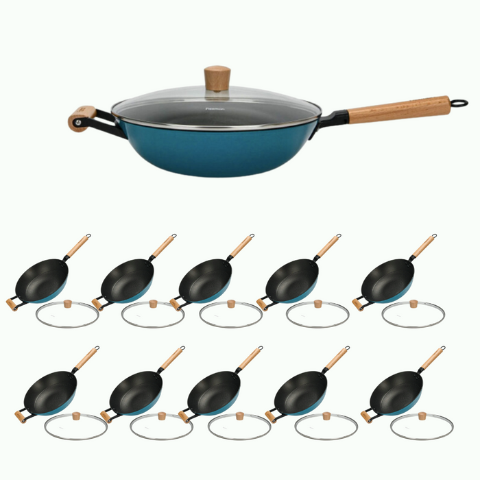 Enameled lightweight cast iron with non-stick coating 30 cm x 8.4 cm Wok Style Fry Pan - Pack of 10