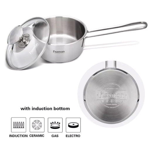 Saucepan 12 x 6.0 cm 06 LTR with glass lid stainless steel